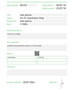 Alternative view of BUY INTEX PHARMA VAR 10 – 10MG X 100 TABS (ANAVAR) ONLINE UK